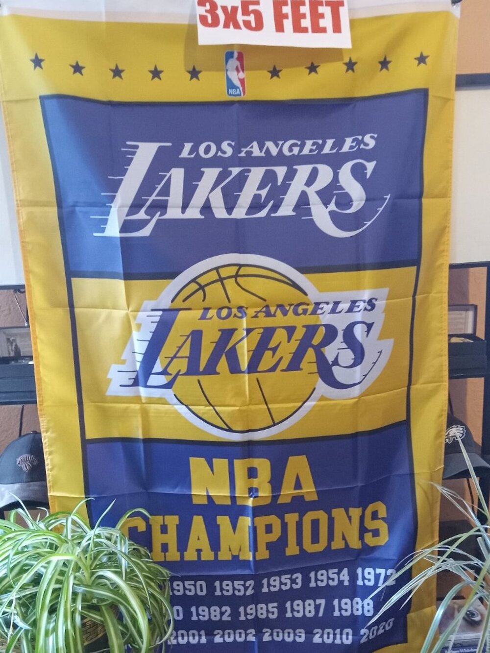 Los Angeles Lakers Championships 3X5 Feet Flag Banner Pole or Wall Decor